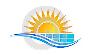 Sun and solar panel Logo