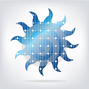 Sun with solar panels texture