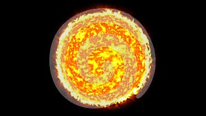 Sun solar system with fire black background