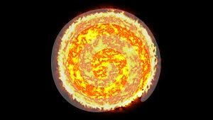 Sun solar system with fire black background
