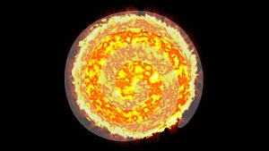 Sun solar system with fire black background