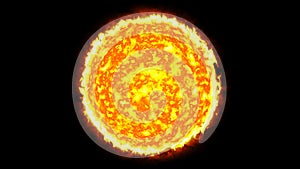 Sun solar system with fire black background
