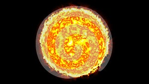 Sun solar system with fire black background