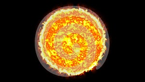 Sun solar system with fire black background