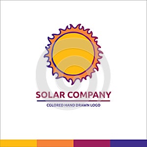 Sun solar yellow and orange univerce vector planet cartoon illustration cosmos logo