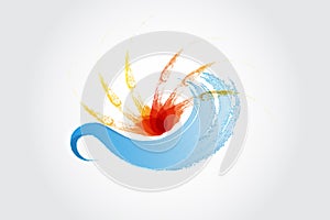 Sun splash waves watercolor paint logo