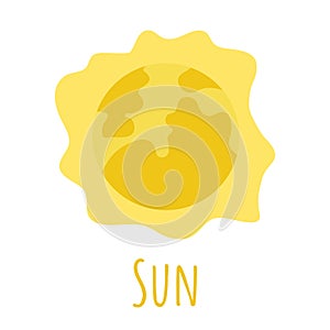 The Sun star or planet with crown for logo, outer space, symbol. The center of Solar system