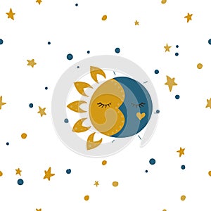 Sun, stars and moon.