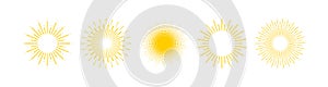 Sun. Sun Rays collection. Yellow Sun vector icons. Vector illustration