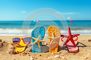 Sun sunglasses beach flip flops