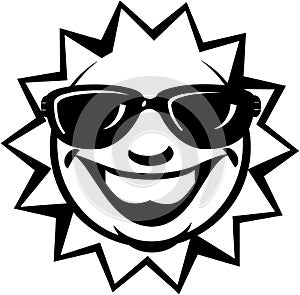 Sun with sunglasses Cartoon Vector Clipart photo