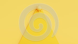 Sun with sunlight on yellow background.Colorful summer minimal background with copy space.3D Rendering Illustration