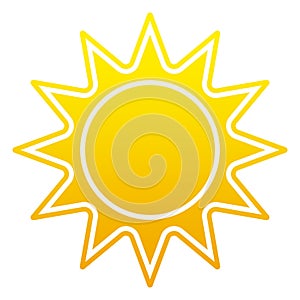 Sun or Sunshine symbol with jags as vector on a isolated background