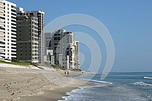 Sun surf, sand and condos on Singer Island Beach