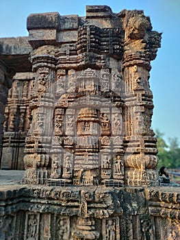 Beautiful Sculptures at Natya Mandapa from the Konark Sun Temple, Odisha - A UNESCO World Heritage Site. photo