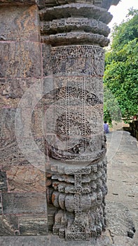 Beautiful Pillar at Natya Mandapa from the Konark Sun Temple, Odisha - A UNESCO World Heritage Site. photo