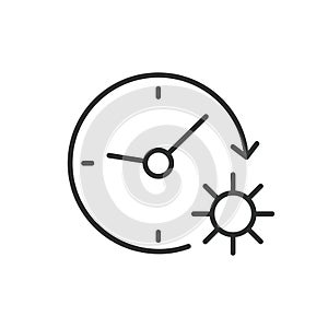 Sun times in line design. Sun, times, solar, sunshine, sunlight, daylight, time, sunlight isolated on white background