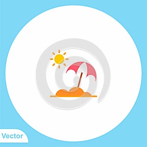 Sun umbrella vector icon sign symbol