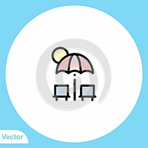Sun umbrella vector icon sign symbol