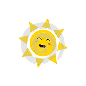 Sun - vector icon. Cute yellow sun with happy face. Emoji. Summer emoticon. Vector illustration