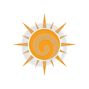 Sun vector icon. Summer sunshine illustration on white isolated