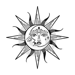 Sun vector illustration, hand drawn