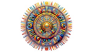 The sun was shining, pagan symbol. Universal Sun Symbol in Multicultural Interpretation. Slavic Sun God Yarilo