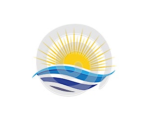 Sun Water wave icon vector illustration