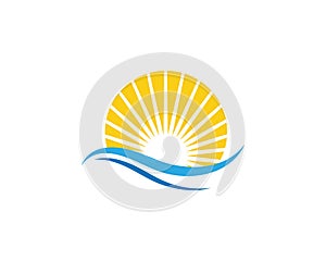 Sun Water wave icon vector illustration