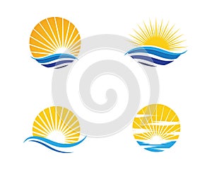 Sun Water wave icon vector illustration