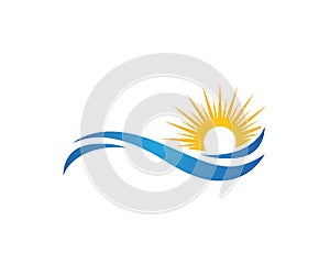 Sun With Water wave icon vector