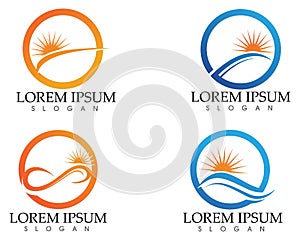 Sun and Water wave Logo Template vector illustration design