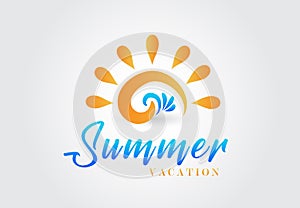 Sun waves beach icon logo design