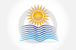 Sun waves logo icon vector
