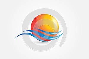 Sun and waves logo vector image