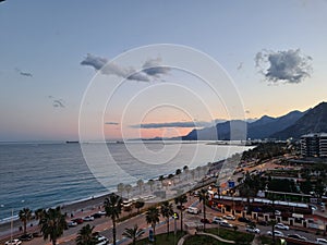 The sun went behind the mountains - the view from the hotel in Turkey