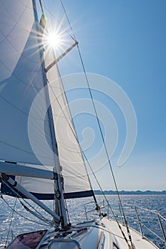 Sun in yacht canvas photo