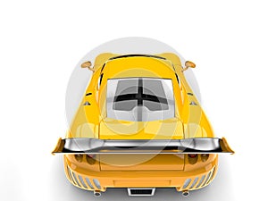 Sun yellow modern fast sports supercar - back view
