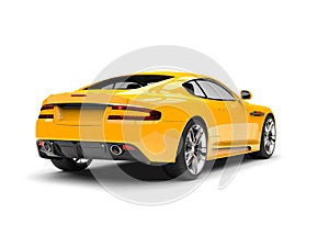 Sun yellow modern sports luxury car - rear view