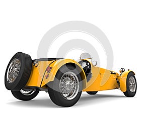 Sun yellow vintage open wheel sports racing car - rear view