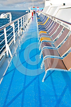 Sunbath chairs on cruise liner