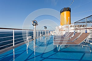 Sunbath chairs on cruise liner