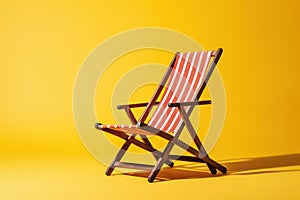 Sunbathed Deck chair. Generate Ai photo