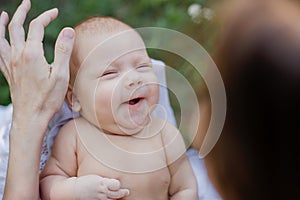 sunbathing baby. Child Taking a Sunbath.