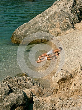 Sunbathing on the beach