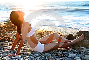 Sunbathing on the beach photo