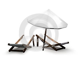 Sunbathing sunbeds beach chairs 3d rendering