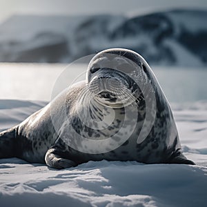 Sunbathing Weddell Seal in Antarctica