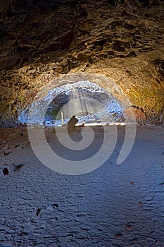 Sunbeam Lit Colorful Lava Tube Cave