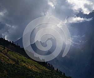 Sunbeam in mountains